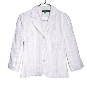 Tibi Vintage Green Label Cream Textured Blazer Jacket Women's Size Small